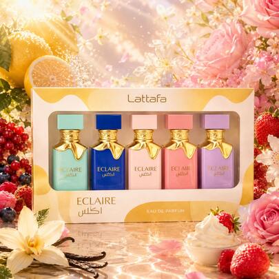  LATTAFA ECLAIRE YELLOW ALL IN ONE 5X30ML EDP GIFT SET FOR WOMEN FLORAL FRUITY
