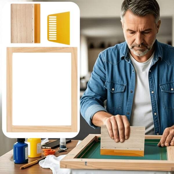 Screen Printing Frame With Screen Printing Squeegee, 8 X 10 Inch Wood Screen Print Tool Start Kit With 110 Mesh For Beginners T-Shirts Screen Printing