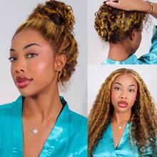 Honey Blonde Hidden Strap 360 Lace Front Wigs Human Hair 360 Full Lace Frontal Wigs Human Hair With Drawstring 4/27 Highlight Ombre Deep Wave Lace Front Wigs Human Hair 250 Density 13x6 Curly Hair Wig Pre Plucked Wet And Wavy Colored Wigs For Women - S4/27 - 查看 5
