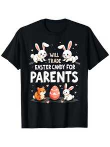 Sweet, Cheerful White Bunnies Surrounding A Colorful Easter Egg Symbolize Tenderness, Fun, And Family Love. Comfortable Women's T-Shirt, Ideal For Holidays. - 黑色 - 查看 8