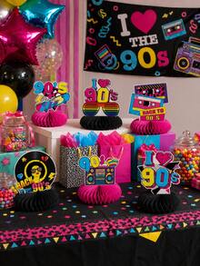 9 pezzi Centrotavola a nido d'ape stile vintage anni '90, Decorazioni da tavolo anni '90, Forniture per feste a tema vintage anni '90 per compleanni, musica e ballo, discoteca, arcade, feste neon, tavolo della torta, sfondo per photobooth, decorazione per la stanza, celebrazioni - ornamenti a nido d'ape in stile retrò anni '90 - Visualizzare 7