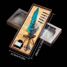 1 Set Caja de regalo de invierno que incluye sello, lacre, pluma caligráfica Jubaboz, juego de plumas, pluma estilográfica de engranaje mecánico, pluma de pluma de ganso - Multicolor - Ver 7