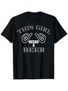 A Fun Phrase Featuring Hands Pointing Towards The Wearer With A Humorous Message Expressing A Desire To Relax And Enjoy A Refreshing Drink. Ideal For Social Occasions. A Comfortable And Modern Casual Women's T-Shirt. - 黑色 - 查看 8