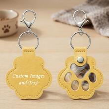 1 pieza Llavero personalizado con foto y nombre de mascota, llavero de cuero con huella de pata y ventana transparente para guardar pelo, colgante conmemorativo personalizado de gato, perro u otro animal, accesorio para billetera, mochila o bolso, regalo significativo para dueños de mascotas, entusiastas, amigos y familiares - Multicolor - Ver 5