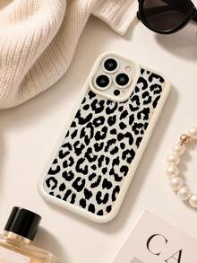 1 pieza Funda de teléfono TPU con estampado de niña elegante compatible con iPhone 17/16 Pro Max/15 Plus/14 Pro y otros teléfonos, estilo de estampado de leopardo con brillo, con cordón, protección de Body completo, recortes precisos - Blanco - Ver 10