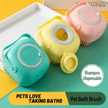 1 chiếc bàn chải tắm cho thú cưng mùa hè, dụng cụ chải chuốt bằng cao su silicon có ngăn chứa dầu gội, thích hợp cho chó và mèo. - Nhiều màu - Xem 2