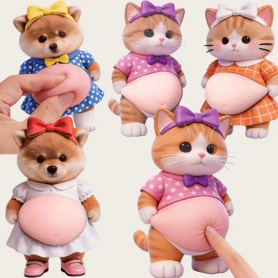 Miếng dán bảo vệ tường hình bụng mèo 3D dễ thương - Miếng dán mèo mềm mại và sang trọng, miếng đệm chống va chạm hình động vật phù hợp cho căn hộ, nhà ở, phòng tắm, nhà bếp và phòng ngủ, có thể dùng để bảo vệ điện thoại, máy tính xách tay, cửa cho thú cưng và tường, keo dán chắc chắn.