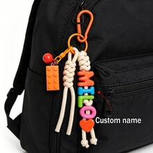 [Custom] 1pc Tassel Bell Personalized Letter Keychain, Handmade Rope Letter Bead Bag Charm/Phone Charm, Customized Bag Accessory, Graduation Gift - Braided Rope Keychain - View 10