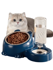 宠物用品，双层不锈钢宠物碗，自动饮水器，大容量食碗，猫狗喂食碗 - 500ml - 查看 1