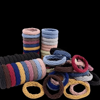 50/20pcs Seamless Headbands, Thick Elastic Hairbands With Geometric Patterns - All-Season Stretchy Ponytail Holders For Women And Aged 15+, Gentle On Thick And Curly Hair, High Elasticity, Assorted Colors