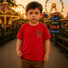 Camiseta Infantil Unissex Básica Dia das Mães Moda Casual Confortável Respirável Leve Escola Passeio Verão - Vermelho - Visão 1