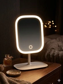 1件 LED 化妝鏡，發光化妝鏡，三色光化妝鏡，可調節亮度並具備旋轉功能—非常適合學生宿舍、書桌和臥室，也是今年聖誕節和情人節送給女性的理想禮物。 - 彩色 - 查看 6