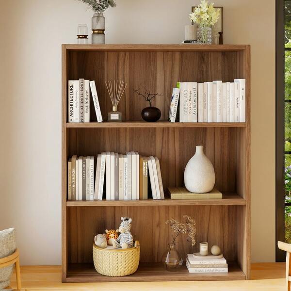 Collezione OYAJIA - Libreria, scaffale a 3 ripiani, scaffale aperto, scaffale da terra, 80 x 24 x 100 cm, per soggiorno, ufficio in casa, sala da pranzo, bianco nuvola/marrone