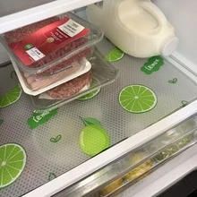 4 piezas Tapete impermeable para refrigerador - a prueba de humedad, antideslizante, lavable y reutilizable. Hecho de material EVA con un novedoso patrón de limón. Adecuado para refrigeradores y decoración de cocina. Artículos esenciales de cocina, utensilios de cocina, artículos de cocina, artículos de cocina. - Multicolor - Ver 4