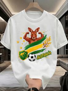 Camiseta de manga corta de malla transpirable, corte holgado, color sólido, estampado de fútbol, informal y versátil, de secado rápido, ropa de verano para hombre, regalo de cumpleaños, aniversario. - Blanco - Ver 8