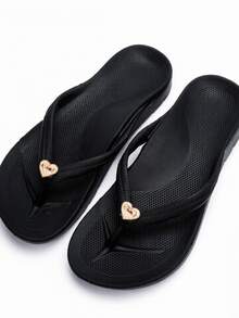 Negro - Flores de zapatos con forma de corazón