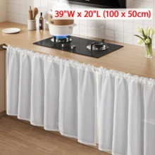 1pc Spring/Summer White Chiffon Breathable Simple Solid Color Table Skirt, Suitable For Home Party, Holiday Celebration, Living Room, Kitchen, Cabinet, Cafe, Restaurant, Daily Decor - White - View 13