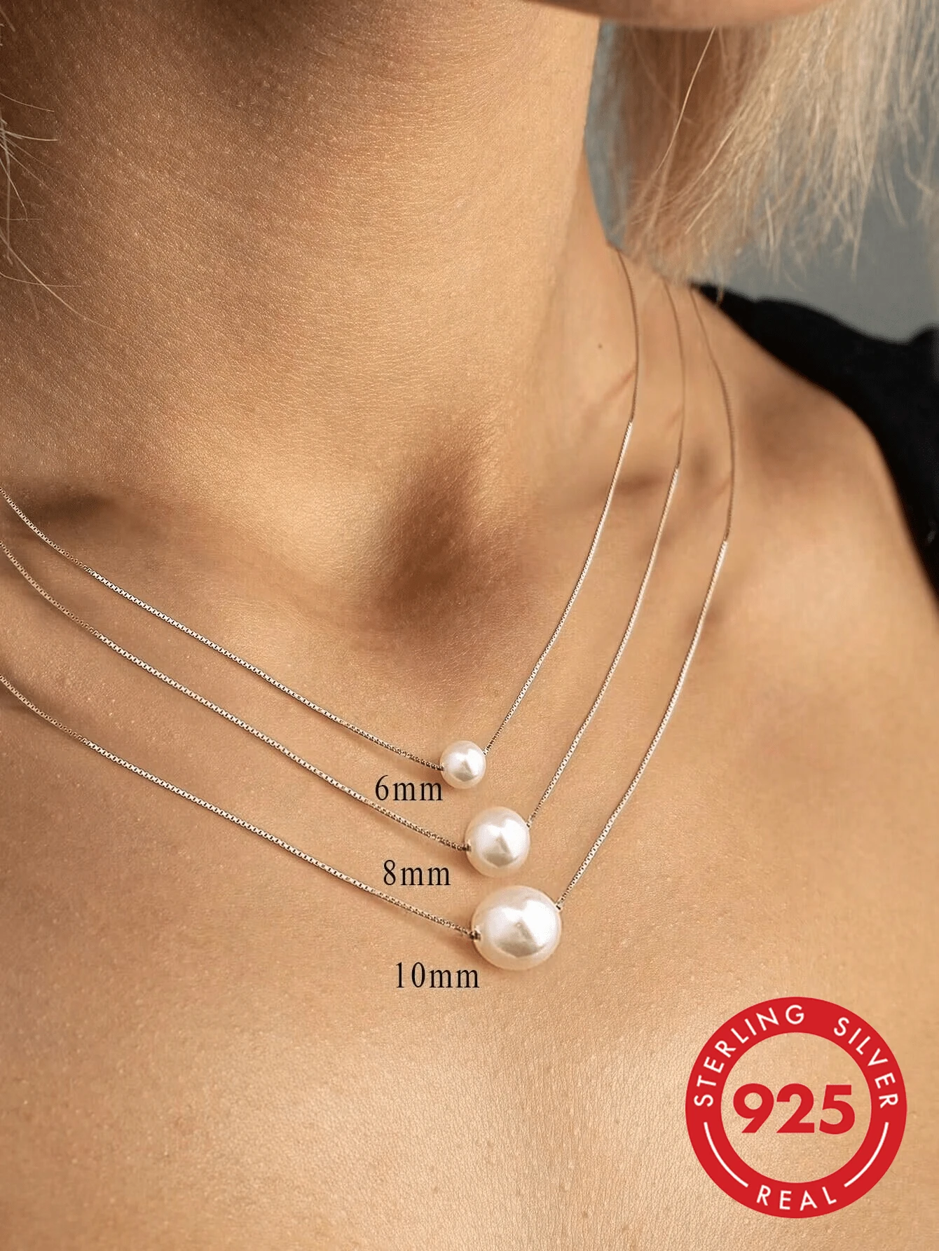 1 pieza Collar con colgante de perla y concha de plata de ley 925, joya delicada como regalo para mujeres - cuentas de concha - Ver 1