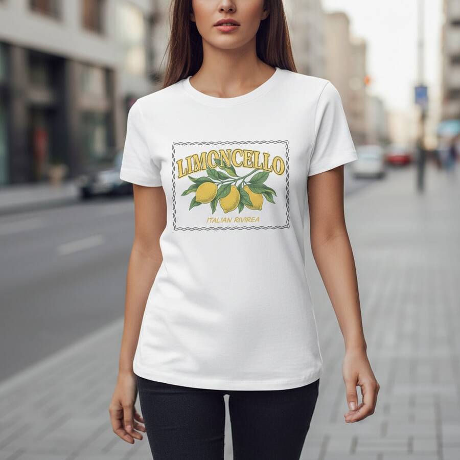 Vintage Limoncello Italian Riviera Lemon Branch Graphic Tee - Blanco - Ver 1