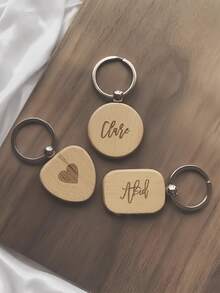 100pcs/50pcs/20pcs/10pcs Handmade Wooden Round Keychains, DIY Creative Small Gifts, Wooden Keychains, Car Decor, Bag Charms, Christmas Car Decor, Ideal Gifts For Teachers, Friends, Sisters (Random Delivery) - Multicolor - View 5