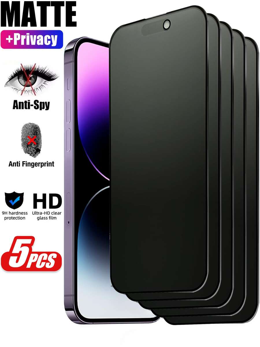 XINHONGYU 17Pro Max 17 Air 15 14 13 12 11 Pro Max 手機鋼化玻璃隱私螢幕保護貼 霧面全螢幕保護膜 IP Hone16ProMax 15ProMax 防窺 防指紋 防汗 防磨損 觸感滑順 無氣泡 霧面邊緣手機膜 - 黑色 - 查看 1
