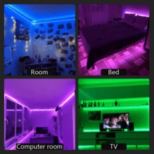智慧臥室 LED 燈條 RGB 燈帶,App 與遙控控制,音樂同步,定時功能,適用客廳、房間裝飾,生日禮物、節日與婚禮裝飾 - 彩色 - 查看 9
