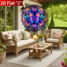 1pc Blue Butterfly Wind Spinner, 2D Flat Metal Fan, Suitable For Patio And Garden, 10-Inch Blue Powered Outdoor Fan Decor, Large Spinfinity Wind Sculpture Decoration, Colorful Fan Catcher Yard Art (Pendant Not Included), Style Sent Randomly - Multicolor - View 7