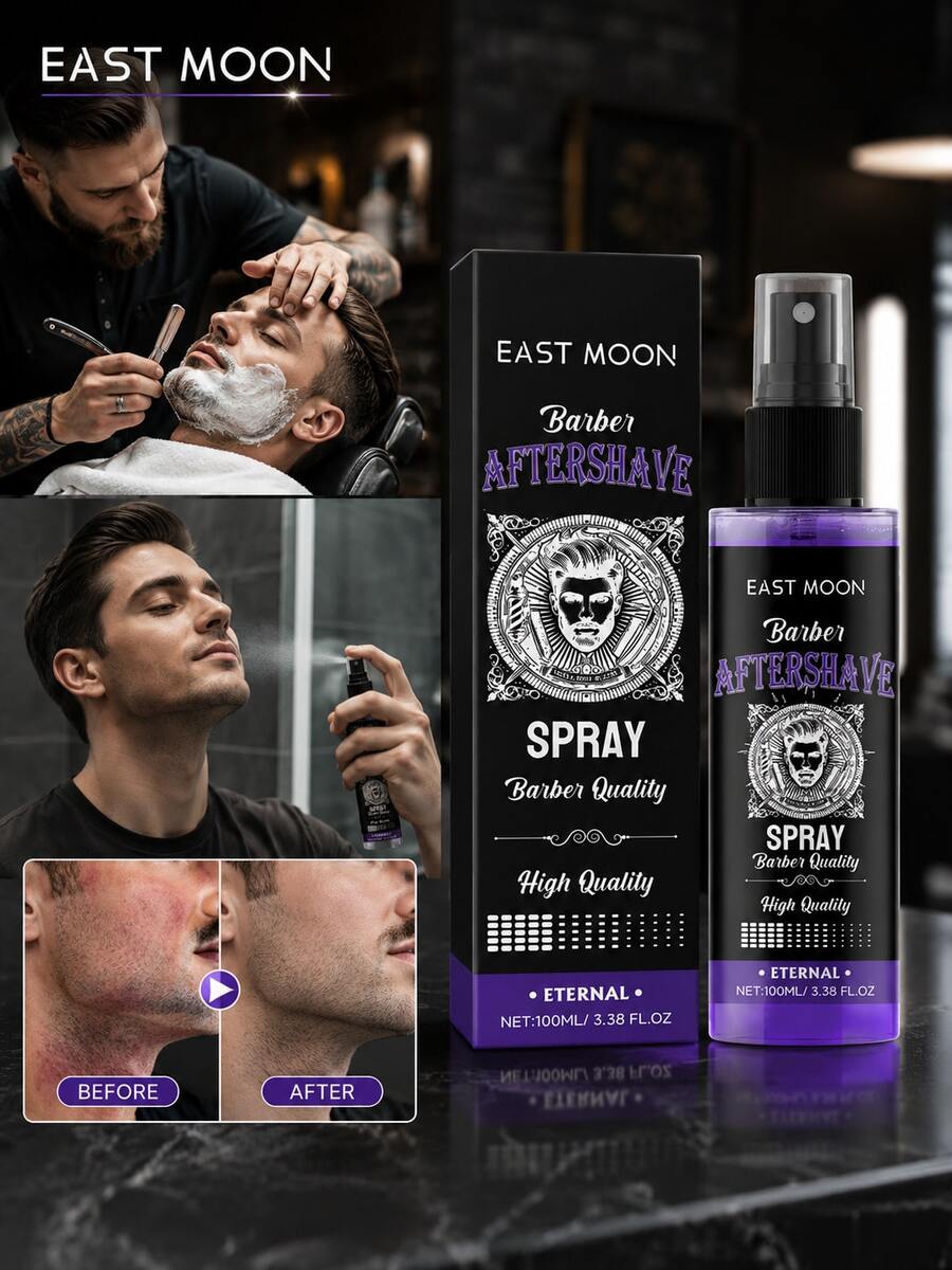 EAST MOON Men's Beard After Shave Moisturizing Spray Nourish Oil Reduce Redness Swelling Repair Dry Soothing Lightweight Fast-Absorbing Non-Greasy Formula Hyaluronic Acid Suitable For All Skin Types Beard Care Serum