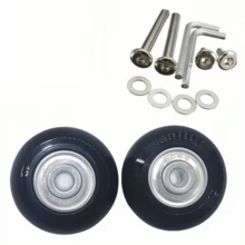 1 Pair Luggage Spinner Wheels Replacement With Tools Low Noise Suitcase Rubber - Black - View 2