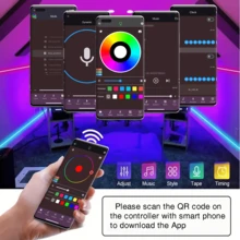 智慧臥室 LED 燈條 RGB 燈帶,App 與遙控控制,音樂同步,定時功能,適用客廳、房間裝飾,生日禮物、節日與婚禮裝飾 - 彩色 - 查看 5