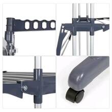 Tendedero de ropa, 4 Niveles Tendederos Plegables Vertical con Ruedas Amplio Espacio de Secado Tendederos, Acero Inoxidable Tendal para Exterior y Interiores - quarto piano - Visualizzare 5