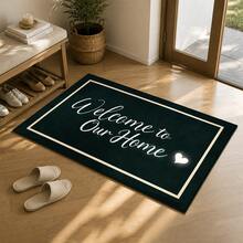 1pc Black "WELCOME" Heart Design Doormat - Bedroom Rug, Entryway Rug Carpet, Suitable For Home Decor, RV Entrance Mat, Room Accessories, Living Room, Reading Room, Bedside, Sofa, Balcony - Black and White - View 10