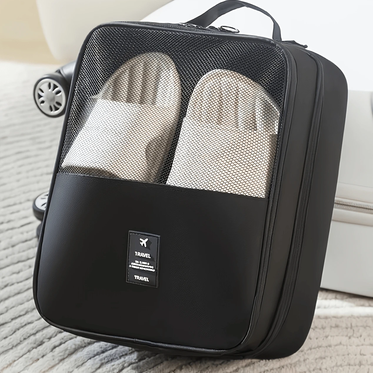 Portable Large Capacity Travel Shoe Bag - Can Hold Up To 3 Pairs Of Shoes, Durable, Dust-Proof, Breathable, And Equipped With Ergonomic Handle. Practical Design.