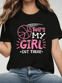 Pink Basketball With A Motivational Phrase Celebrating Pride And Support For A Player, Showcasing Positive Energy And Sportsmanship. Women's Casual, Modern, And Comfortable T-Shirts - 黑色 - 查看 8