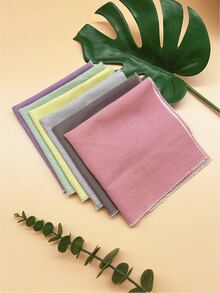 6pcs/Set Colorful Double-Sided Embroidered Fabric Sheets, Pre-Cut 30*30cm, Green, Yellow, Light Blue, Purple, Pink, Dark Brown, 6 Popular Color Schemes, Double-Sided Double-Color Design, One Piece Equals Two, More Practical, Can Be Used To Make Coasters, Fragrance Sachets, Planner Decorations, Wall Hangings And Other Handicrafts - Colorful Stamped Embroidery Cloth - View 3