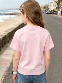 Disney Kids' Spring And Summer Crew Neck Short-Sleeve Girls' T-Shirt With Minnie Mouse And Bows Print, Pink Top. Made Of 100% Soft Cotton, Suitable For School, Parties, Outdoor Activities And Trips To Disneyland. - 粉色 - 查看 3