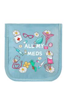 1 pieza Bolsa portátil de medicamentos, organizador compacto de pastillas, almacenamiento de medicamentos amigable para el viaje para uso diario/al aire libre/viaje, esencial para usuarios conscientes de la salud y en movimiento, accesorio médico imprescindible, bolsa de medicina pequeña y multifuncional de tela, botiquín médico portátil y de emergencia para viajes al aire libre, bolsa de almacenamiento de medicamentos de emergencia para dormitorio (opcional en varios colores) - Multicolor - Ver 13