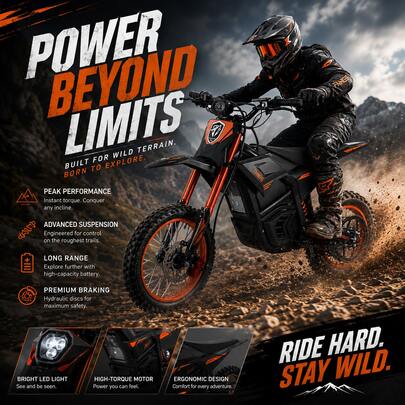 Mankeel 48V 3000W Peak Electric Dirt Bike For Adults, 60KM Range Off-Road E-Motorcycle With Dual Hydraulic Suspension, 55km/H Max Speed, 23.4Ah Battery, IPX6 Waterproof