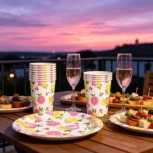 10 Stücke/20 Stücke/50 Stücke/80 Stücke Rosa Zitronen Partyzubehör, Papier Geschirr Set - Zitronen und rosa Grapefruit 7/9 Zoll Papierteller, Pappbecher, 6,5 Zoll Servietten, geeignet zum Bewirten von Gästen, Sommer Zitronen Thema Geschirr, anwendbar für Geburtstag, Brautparty, Junggesellinnenabschied, Babyparty, Themenparty, Feiertag, Veranstaltung - Verschiedenfarbig - Übersicht 4