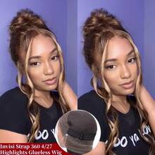 NARNI 360 Lace Front Wigs Human Hair 250 Density 4/27 Ombre Lace Front Wig Human Hair Highlight Honey Blonde Body Wave Wig Brazilian Colored 360 Drawstring Full Lace Frontal Wig 13x4 13x6 HD Glueless Human Hair Wigs For Women Pre Plucked - S4/27 - 查看 4