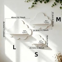 Estantería de pared con forma de nube, estilo nórdico, estante flotante decorativo y práctico para la habitación - Nubes blancas - Ver 5