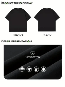 Men's Cotton Graphic Tee, Oversized "Jesus Is King" Gothic Letter Print Short Sleeve T-Shirt, Crew Neck Loose Streetwear Top, Soft Breathable Fabric, Religious Crown Slogan Graphic Design, Y2K Style, Casual Daily Wear, All-Match Basic Tee For Outdoor Street And Summer Casual Wear For Young Men - màu đen - Xem 5