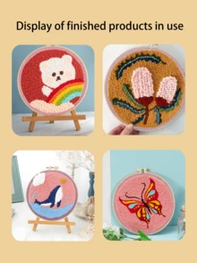 6pcs/Set Colorful Double-Sided Embroidered Fabric Sheets, Pre-Cut 30*30cm, Green, Yellow, Light Blue, Purple, Pink, Dark Brown, 6 Popular Color Schemes, Double-Sided Double-Color Design, One Piece Equals Two, More Practical, Can Be Used To Make Coasters, Fragrance Sachets, Planner Decorations, Wall Hangings And Other Handicrafts - Colorful Stamped Embroidery Cloth - View 8
