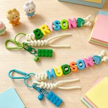 [Custom] 1pc Tassel Bell Personalized Letter Keychain, Handmade Rope Letter Bead Bag Charm/Phone Charm, Customized Bag Accessory, Graduation Gift - Braided Rope Keychain - View 5