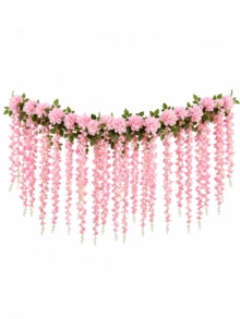 1Set/26pcs Artificial Pink Cherry Blossom Vine With Wisteria Flowers, Includes Adjustable Tying Wire. Garlands, Suitable For Proposals, Wedding Scene Decorations, Birthday Parties, Hawaiian Parties, And Other Party Scenes. Seasonal Holiday Decorations - Artificial Flowers - View 11