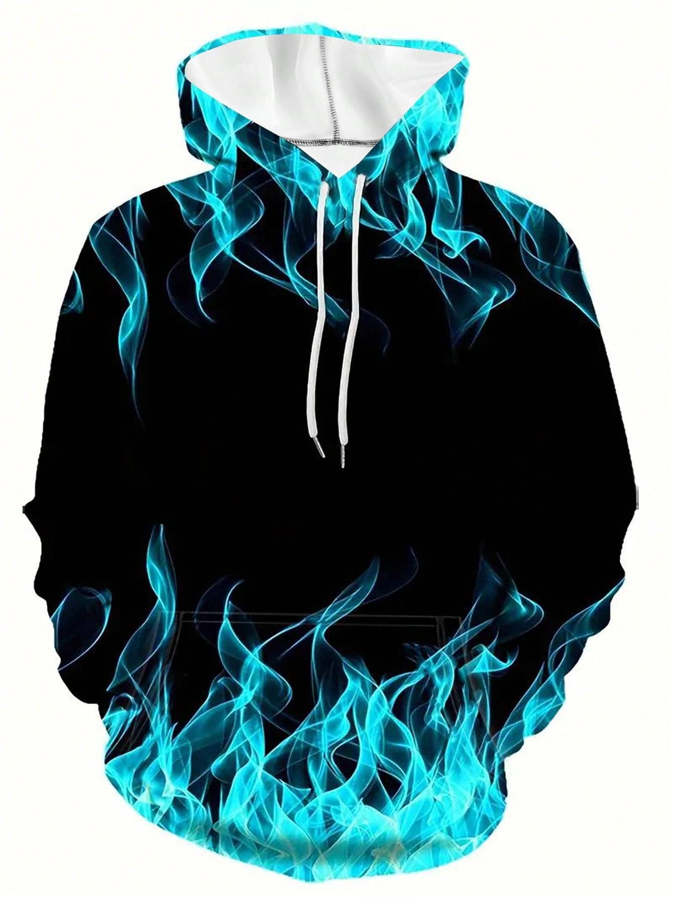 Sudadera con capucha casual elegante de hombre con estampado digital 3D abstracto de moda, para primavera y otoño, de manga larga - Multicolor - Ver 1