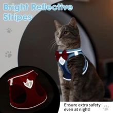 Cat Leash Set, Soft Breathable Vest With Reflective Strip, Escape-Proof Cat Harness, Suitable For Walking Cats And Outdoor Activities, Pet Vest Leash - Multicolor - View 10