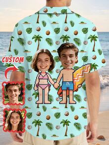 1 chiếc áo sơ mi Hawaii nam tùy chỉnh, áo sơ mi cổ Brazil cài nút, trang phục đi nghỉ mát cá nhân hóa dành cho nam với thiết kế mặt cười lướt sóng trên bãi biển, quần áo tùy chỉnh, quà tặng cho bạn trai, chồng, gia đình, bạn bè nhân dịp sinh nhật/lễ hội - Nhiều màu - Xem 2