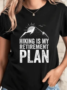 Montaña con sol naciente y aves simboliza libertad y nuevos comienzos inspirando paz interior y energía para seguir sueños camiseta de mujer cómoda urbana para amantes de la naturaleza - Negro - Ver 8