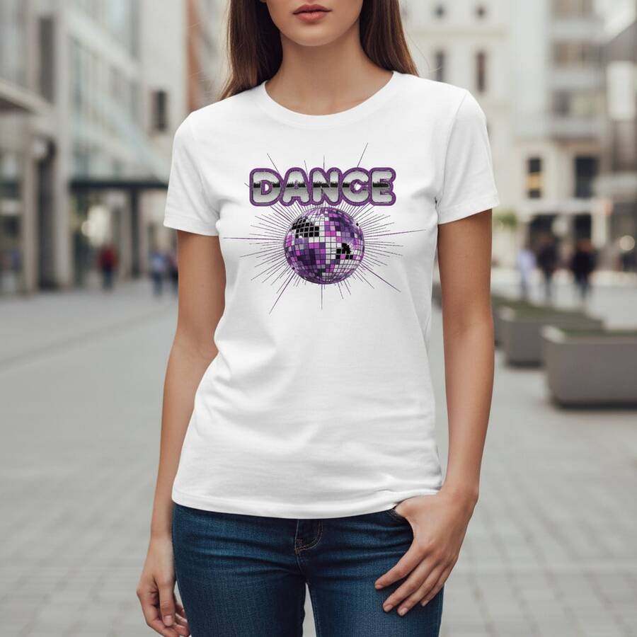 Shimmering Retro Disco Ball DANCE Tee - 70s Nostalgia Collection - Blanco - Ver 1